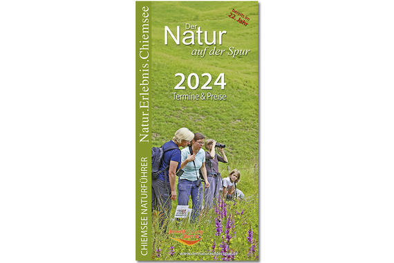 Titelseite Faltblatt "Der Natur auf der Spur" 2024  Grafik: Claus Linke, Chiemseeagenda