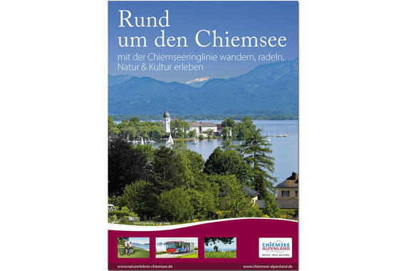 Heft-Titelseite "Rund um den Chiemsee - mit der Chiemseeringlinie wandern, radeln, Natur & Kultur erleben"