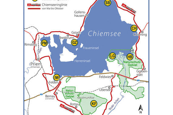 Naturbeobachtungsstationen am Chiemsee  Karte: Claus Linke