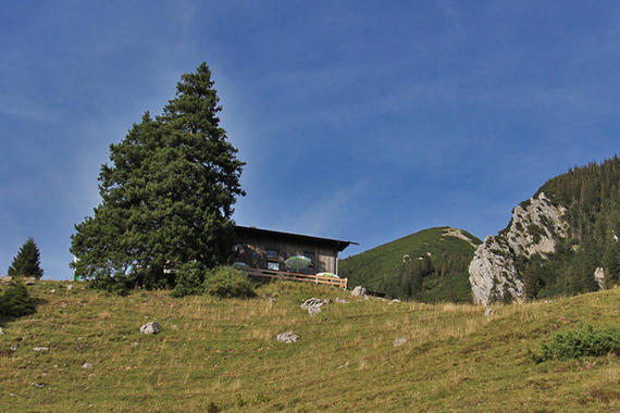 Priener Hütte mit Geigelstein  Foto: Dagmar Haizinger