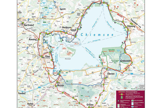 Chiemseekarte - Auszug aus Ringlinienfaltblatt 2016  Karte: Kartenverlag Huber