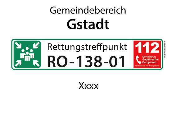 Rettungstreffpunkt RO-138-01  (Gemeinde Gstadt)  Grafik: Claus Linke