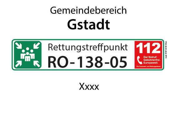 Rettungstreffpunkt RO-138-05  (Gemeinde Gstadt)  Grafik: Claus Linke