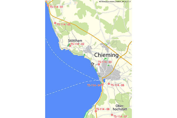 Rettungstreffpunkte Chieming - Übersichtskarte  Karte: Claus Linke