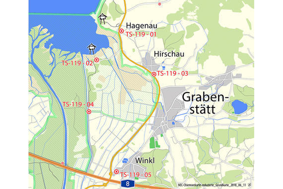 Rettungstreffpunkte Grabenstätt - Übersichtskarte  Karte: Claus Linke