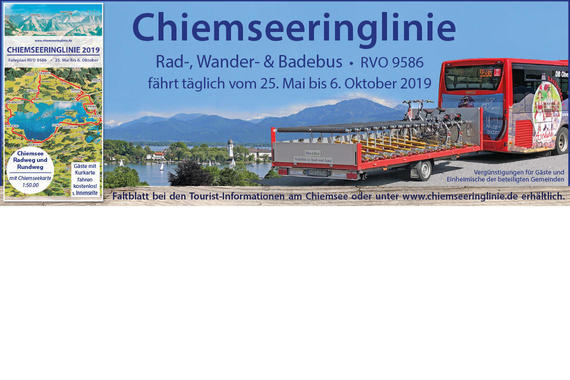 Chiemseeringlinie Anzeige in der Größe 180x65 mm für die Saison 2019  Grafik: Claus Linke, Chiemseeagenda