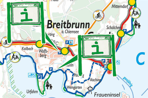 Übersichtskarte: Infovitrinen in Breitbrunn  Grafik: Claus Linke