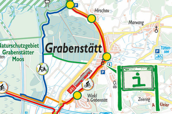 Übersichtskarte: Infovitrine in Grabenstätt  Grafik: Claus Linke